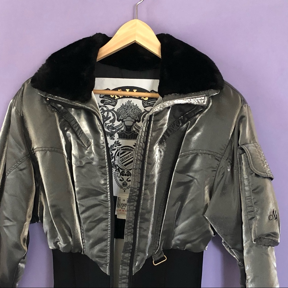 Vtg Nils Sportswear Black Gray One Piece Snowsuit